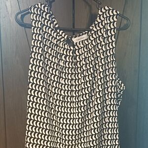 Vintage Calvin Klein Sleeveless Tunic Top blouse black and white  petite 2X